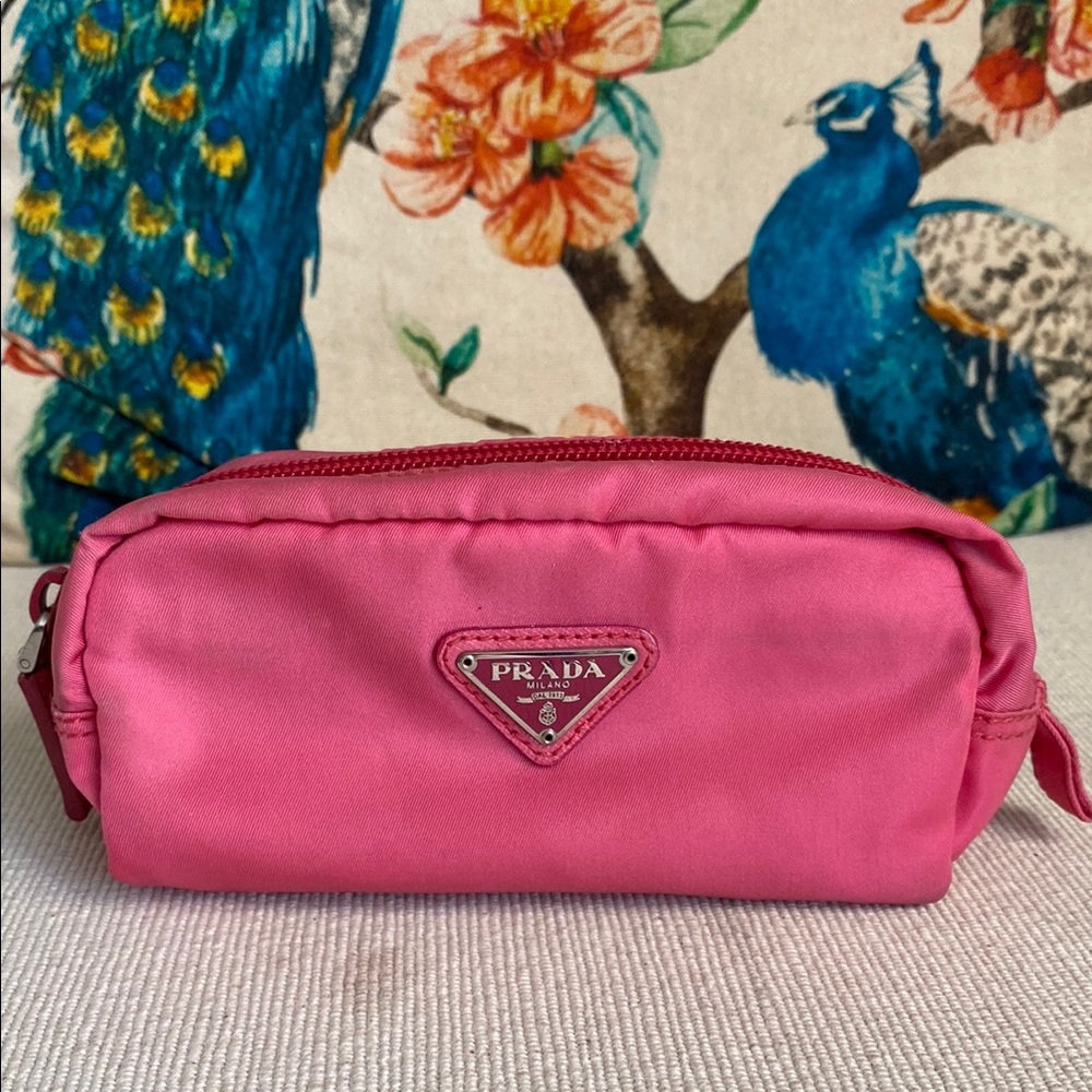 Prada Hot Pink Nylon Zip Pouch